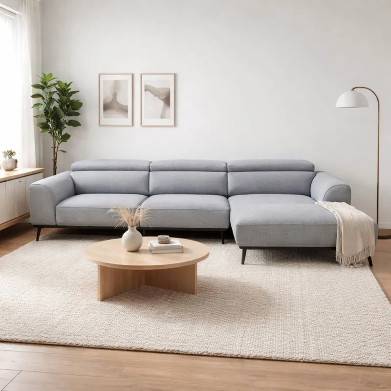 Sofá con chaise DUNA TELA GRIS DERECHO - Sillones y sofás, Uruguay | Viasono