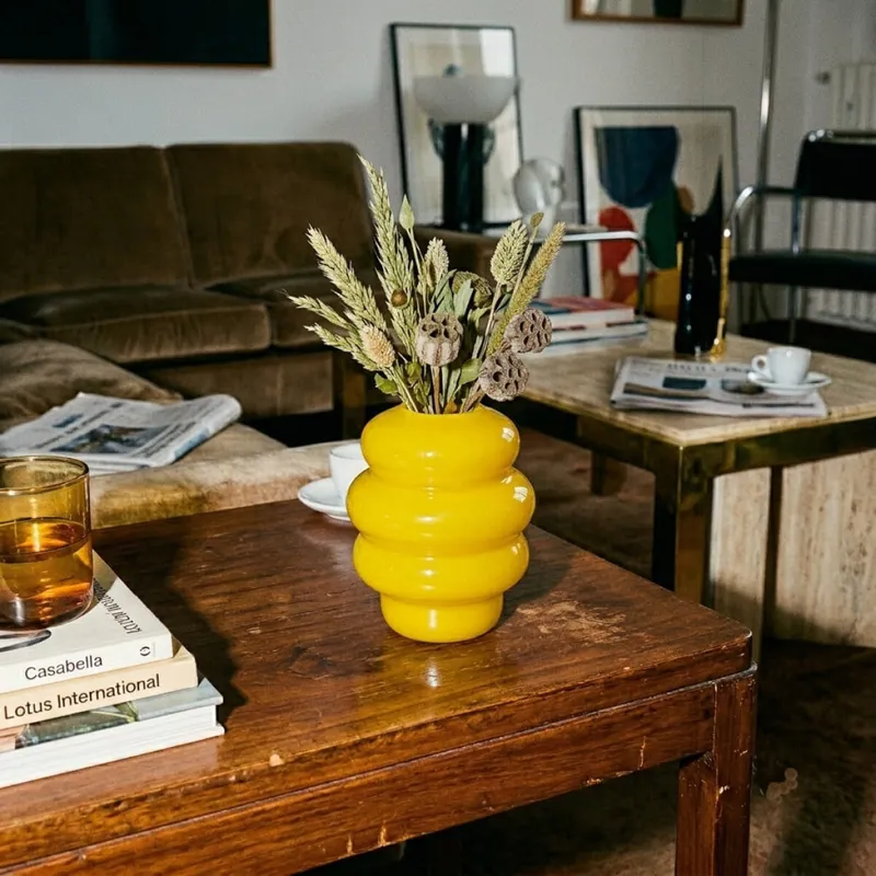 Florero vidrio Ámsterdam - Amarillo en Amarillo - Decoración, Uruguay | Buho Store