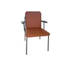 Silla con apoyabrazos - Tapizada en tela terracota, patas metal con detalle de circulo de madera. en Rojo - Sillas, Uruguay | Champagne Home, vista 1 de 5