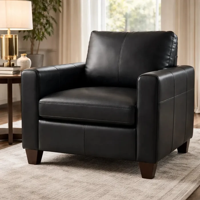 SOFA 1 CUERPO TAPIZADO EN CUERO - COLOR NEGRO en Negro - Sillones y sofás, Uruguay | Champagne Home, vista 2