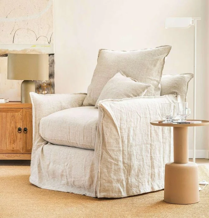 SILLON ALMA LINO CRUDO - 1 CUERPO en Blanco - Sillones y sofás, Uruguay | La Iberica