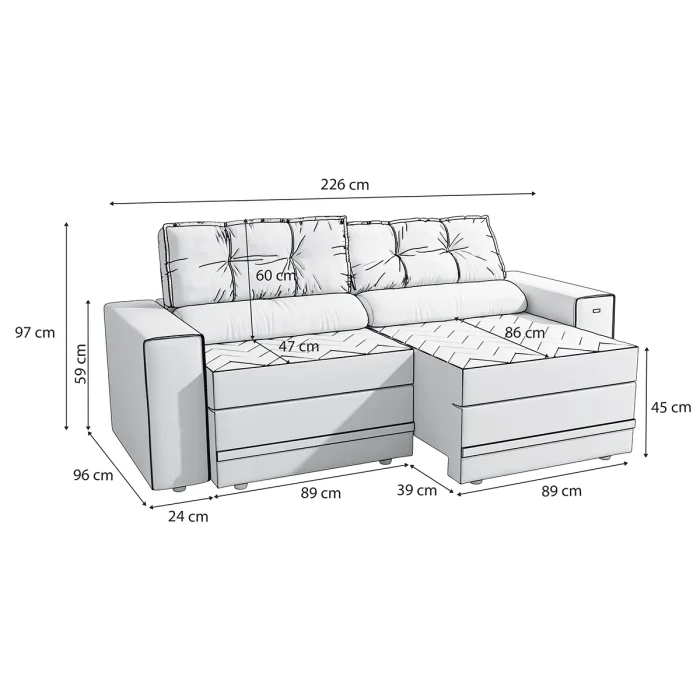 Sillón Sofá 2 cuerpos Retráctil 226 cm – Havana en Elige una opciónBeigeGris - Sillones y sofás, Uruguay | Delta Center, vista 2
