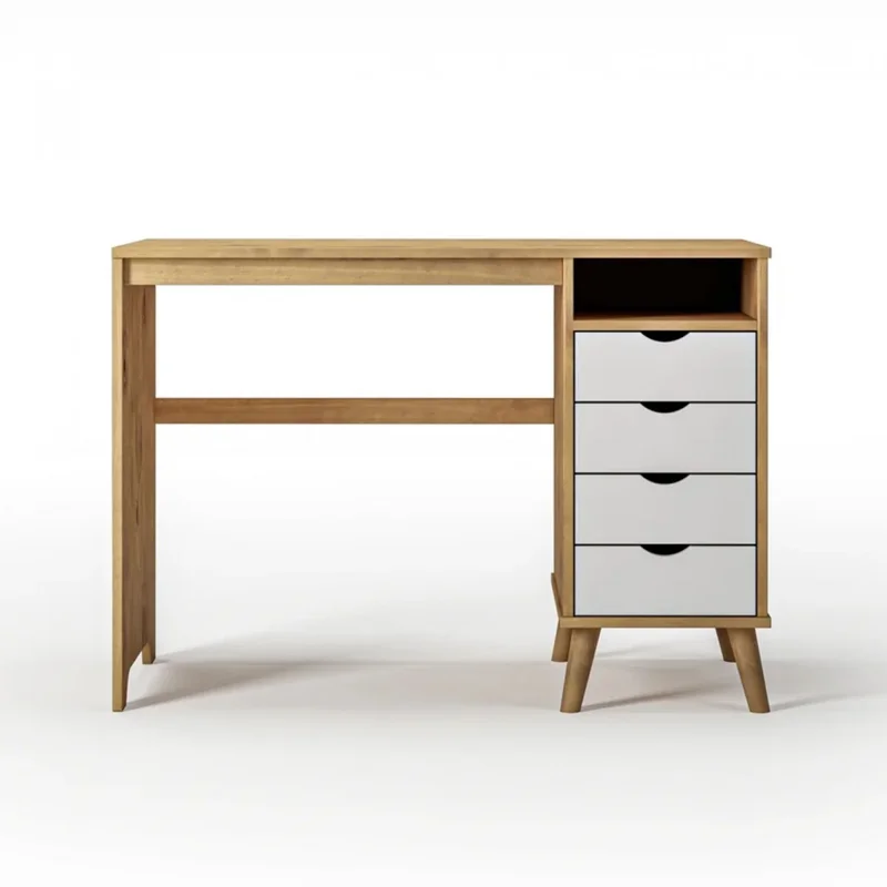 Escritorio 4 Cajones 1 Nicho - Linea Dublin en Madera natural - Escritorios y sillas de escritorio, Uruguay | Rústico Hogar, vista 3