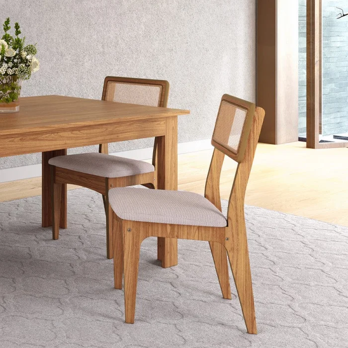 Silla de comedor Monica 100% MDF con RATAN en Madera natural - Sillas, Uruguay | Balton, vista 9