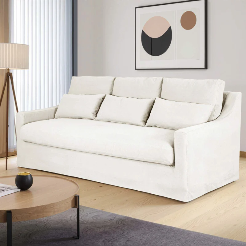 Sofá 3 Cuerpos Tela Natural-beige Singapur Crudo en Blanco - Sillones y sofás, Uruguay | Divino, vista 7