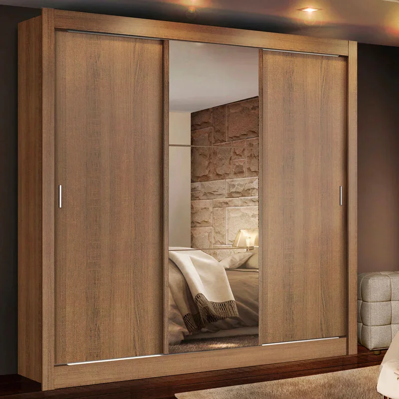 Ropero Placard Matrimonial Monaco 170CM con 1 Espejos 3 Puertas Corred en Marrón - Roperos y placares, Uruguay | Balton, vista 4