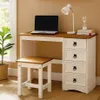 Escritorio 4 Cajónes Línea Naturale - Blanco/Roble en Multicolor - Escritorios y sillas de escritorio, Uruguay | La Cueva Muebles, vista 1 de 6