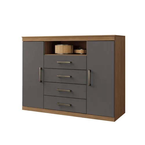 Comodas Cajoneras 2 Puertas 4 Cajones Dormitorio Grafito - Cómodas, Uruguay | Muebles Express