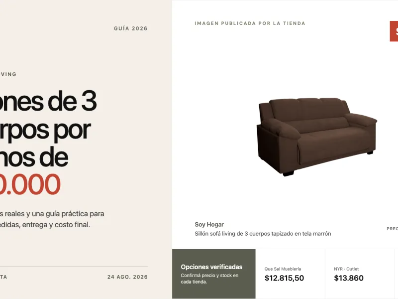 Sillón marrón de tres cuerpos en un living, usado como portada de la guía