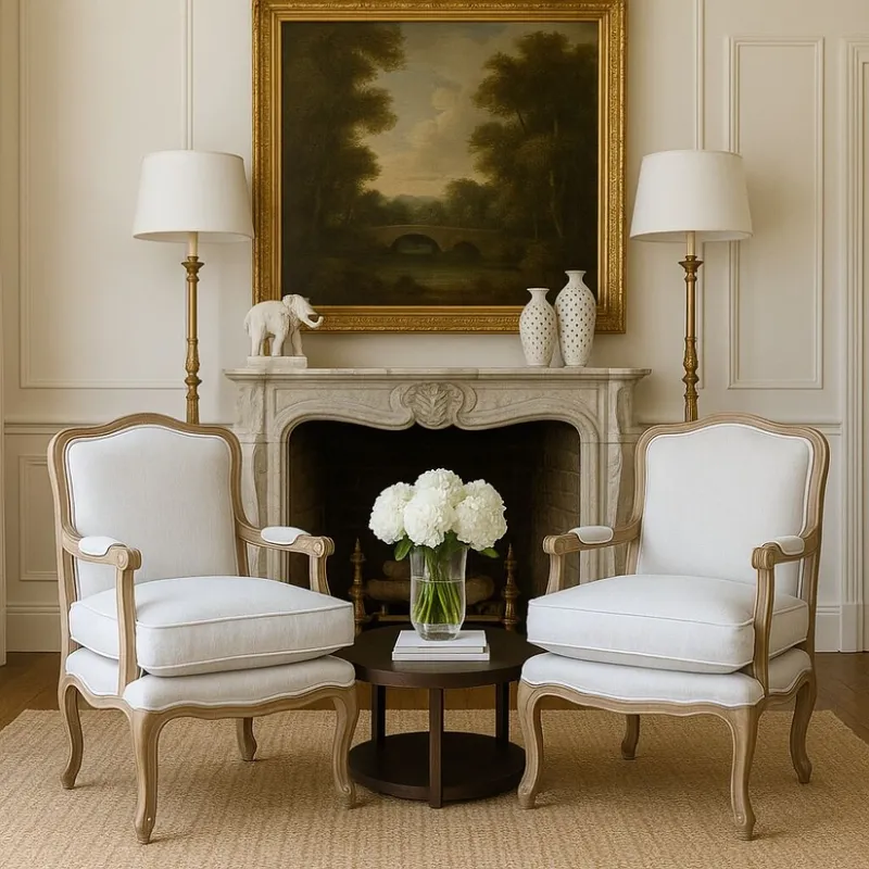 Promo 2 Poltronas Luis XV Crema en Beige - Butacas, banquetas y puffs, Uruguay | La Cueva Muebles