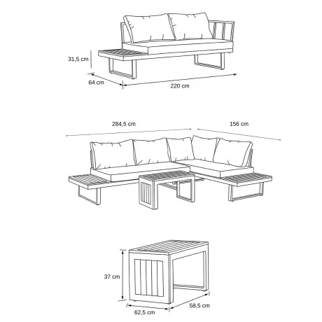 Juego de jardin esquinero Paris en Beige - Muebles para el exterior, Uruguay | La Cueva Muebles, vista 7