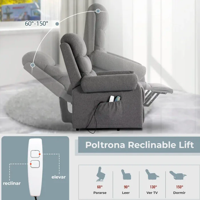 Poltrona Sillón Reclinable con Elevación - 1 cuerpo - Lift - Sillones y sofás, Uruguay | Delta Center, vista 3