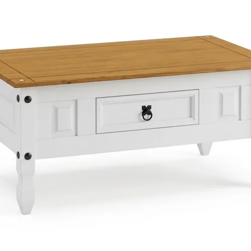 MESA DE CENTRO CORONA 1 CAJON BLANCO en Blanco - Mesas de living, Uruguay | Alfa Ventas