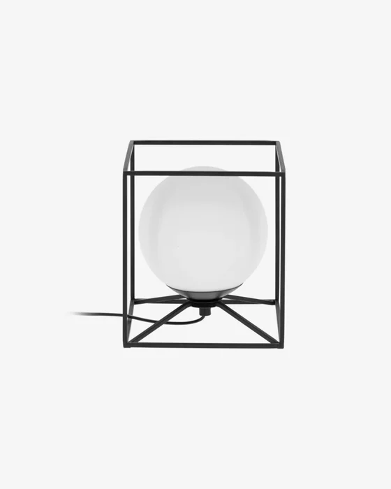 Luminaria de mesa Tachi de acero y cristal glaseado en Negro - Lámparas de mesa, Uruguay | Kavehome