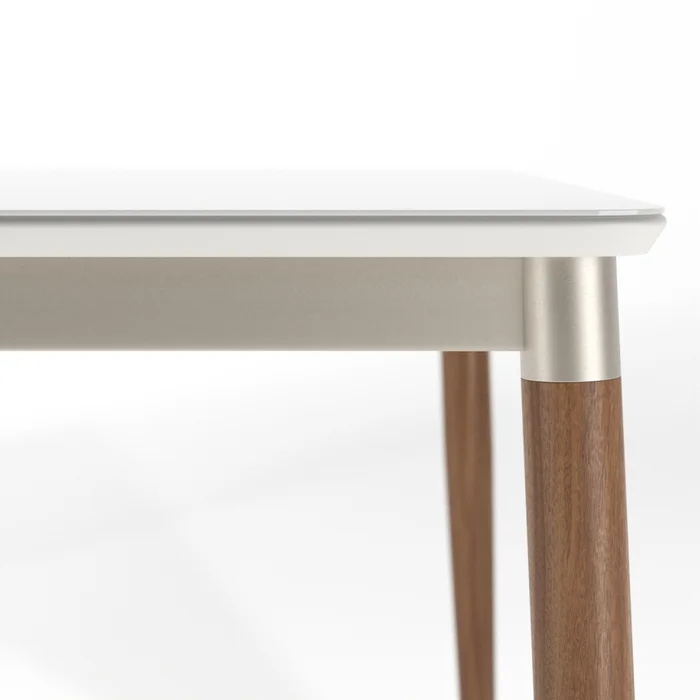 Mesa de comedor Abbey - Con Vidrio - 184 - Off White y Natural en Blanco - Mesas de comedor, Uruguay | Nyr, vista 4