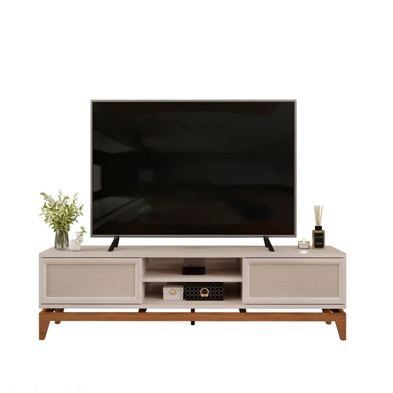Rack Para Tv - 2 Puertas Corredizas - Cairo en Blanco - Muebles para TV, Uruguay | Rústico Hogar