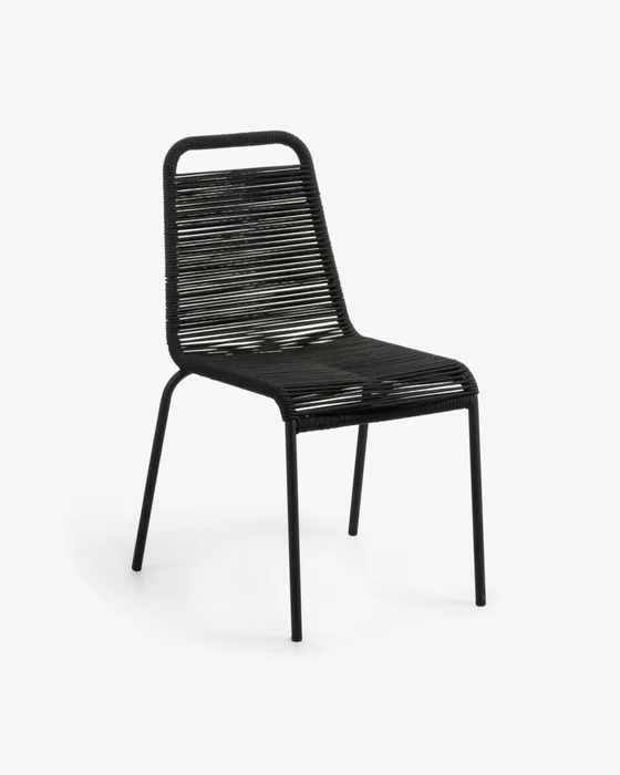 Silla Lambton de cuerda - negra y acero con acabado negro en Negro - Sillas, Uruguay | Kavehome