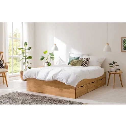 Cama Bromelia en Madera natural - Mesas de luz, Uruguay | Decoquadra