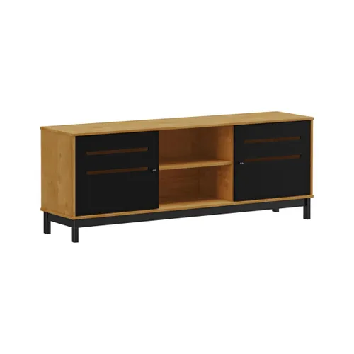 Rack puertas corredizas - Linea Madrid en Negro - Muebles para TV, Uruguay | Rústico Hogar