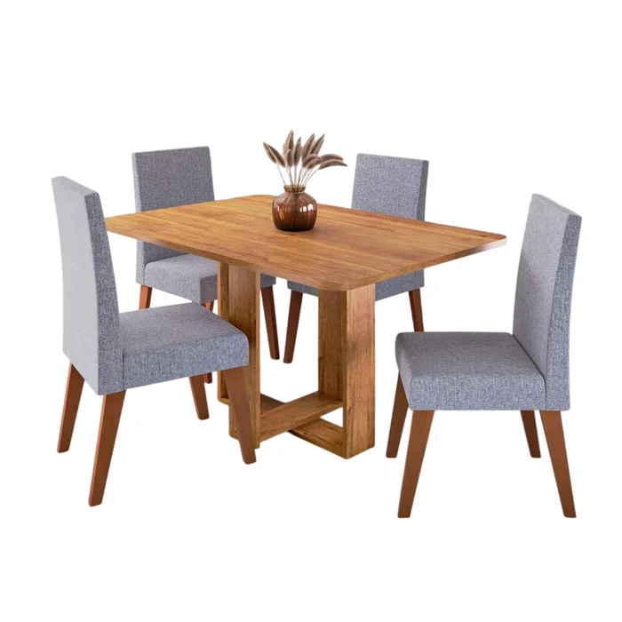 Juego De Comedor Mesa Rectangular 4 Sillas Tapizadas en Madera natural - Mesas de comedor, Uruguay | Soy Hogar, vista 3