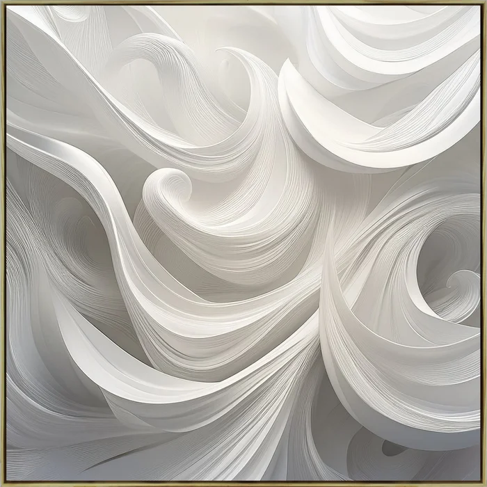 CUADRO CANVAS ABSTRACTO ONDAS BLANCAS MARCO MADERA en Blanco - Decoración de pared, Uruguay | Champagne Home
