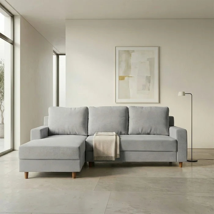 Rinconera Lucci - Tela Microfibra - Chaise izquierdo - Berlin 05 (Ceniza) en Gris - Sillones y sofás, Uruguay | NYR, vista 2