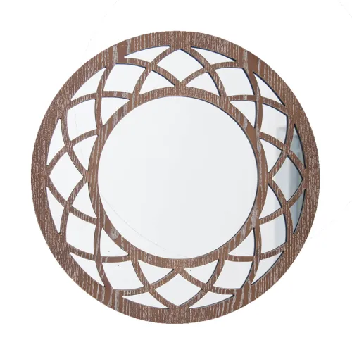 ESPEJO CIRC. MARCO DISEÑO TRIANGULOS D50CM MADERA en Madera natural - Espejos, Uruguay | Koz
