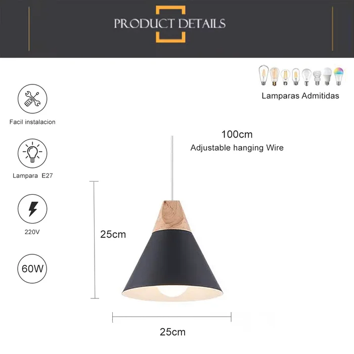 Luminaria de techo nordico Negro en Gris - Lámparas colgantes, Uruguay | Decotech, vista 4