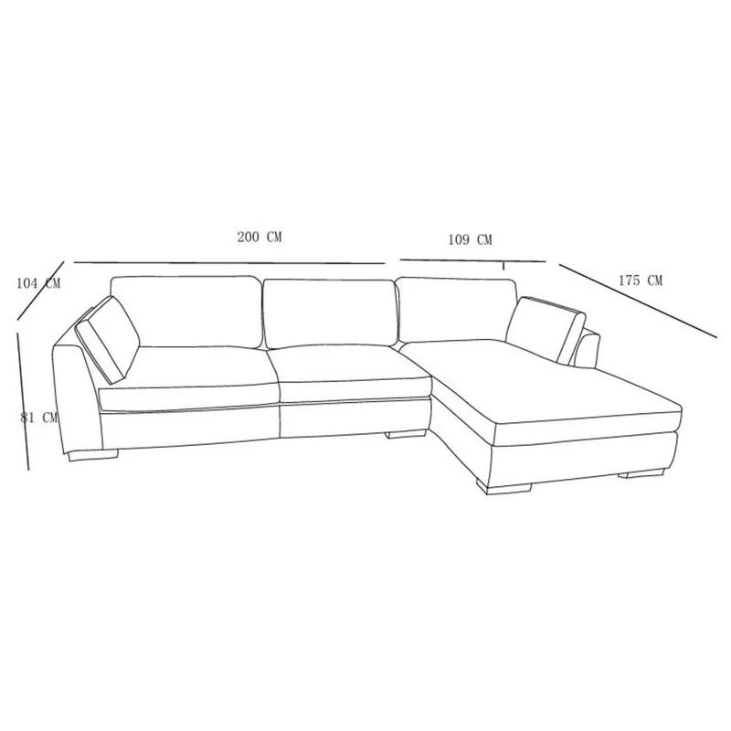 Sofá C/chaise Más De 4 Cuerpos Tela Natural-beige Monaco Natural en Madera natural - Sillones y sofás, Uruguay | Divino, vista 7
