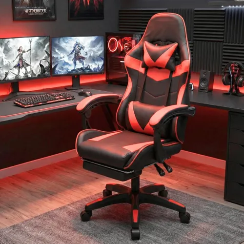 Silla Gamer Gaming Ergonomica Reclinable - PU - Rojo en Rojo - Sillas de escritorio, Uruguay | Rústico Hogar