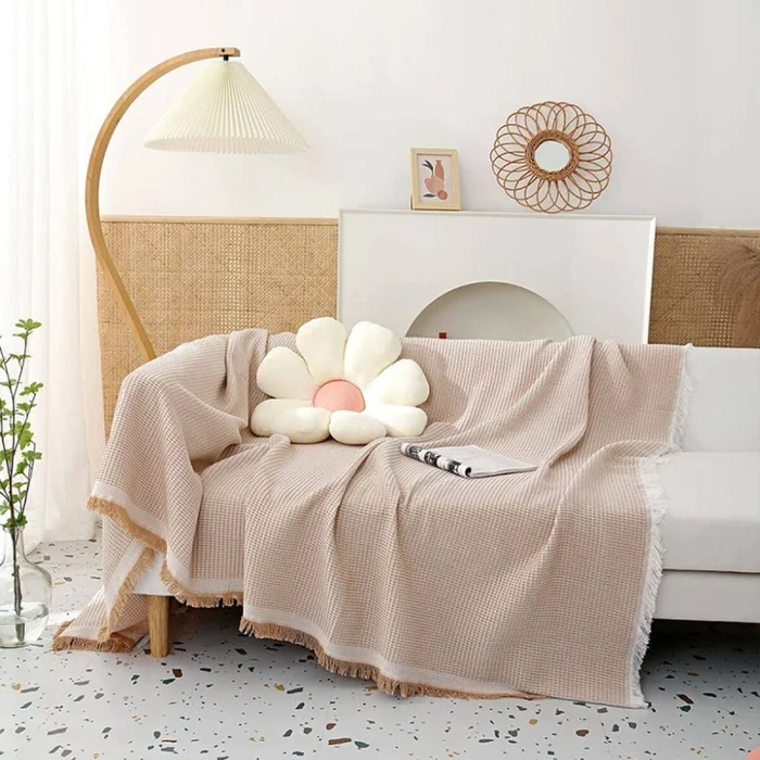 Manta para sillón y cama 130x180cm - beige en Beige - Textiles, Uruguay | Buho Store, vista 4
