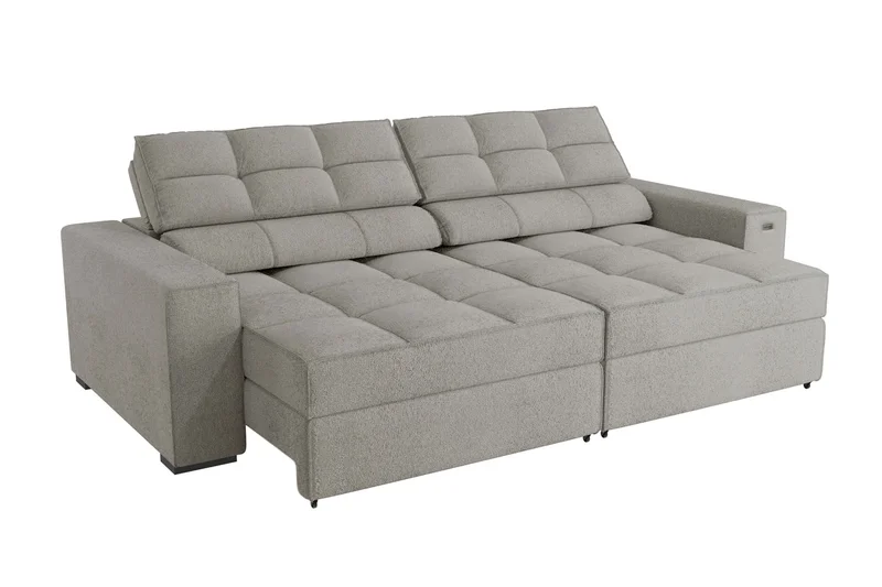 SOFA DELUXE 2.70CM RETRACTIL RECLINABLE 6 POSICIONES en BOUCLE GRIS A056 - Sillones y sofás, Uruguay | Balton, vista 10