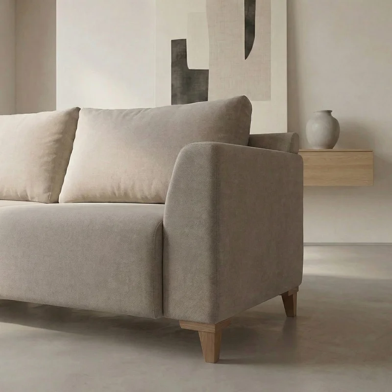 Sofá Gino - Microfibra - 3 cuerpos - TC 1010 (Beige) en Beige - Sillones y sofás, Uruguay | NYR, vista 3