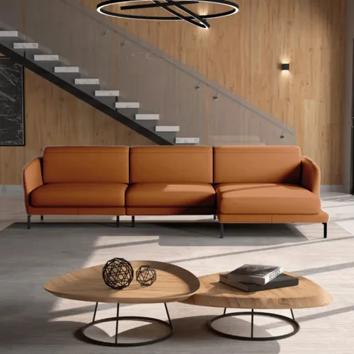 Sofá con Chaise JASPER Cognac DERECHO - Sillones y sofás, Uruguay | Viasono