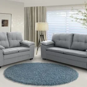 Juego De Living Sillón 3+2 Cuerpos Tapizado Tela Chenille en Gris - Sillones y sofás, Uruguay | Soy Hogar, vista 2