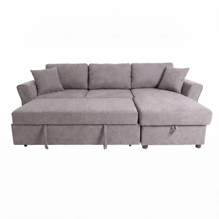 Sofá Cama Chaise/baúl Tela Gris Bristol en Gris - Sillones y sofás, Uruguay | Divino, vista 6