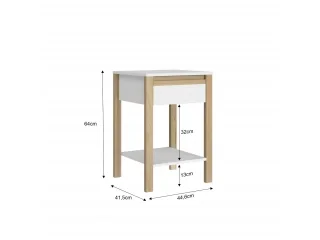 Mesa de luz Combinado madera 1Cajon Blanco/miel en Blanco - Mesas de luz, Uruguay | Que Sal Muebleria, vista 2