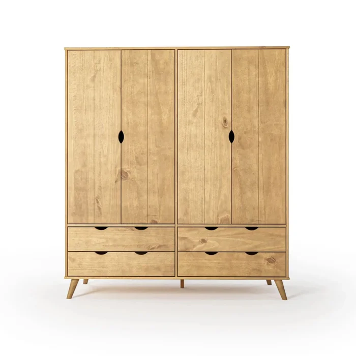 Ropero 4 Puertas - 4 Cajones - Línea Berlin - Marrón en Marrón - Roperos y placares, Uruguay | Ecowood, vista 3