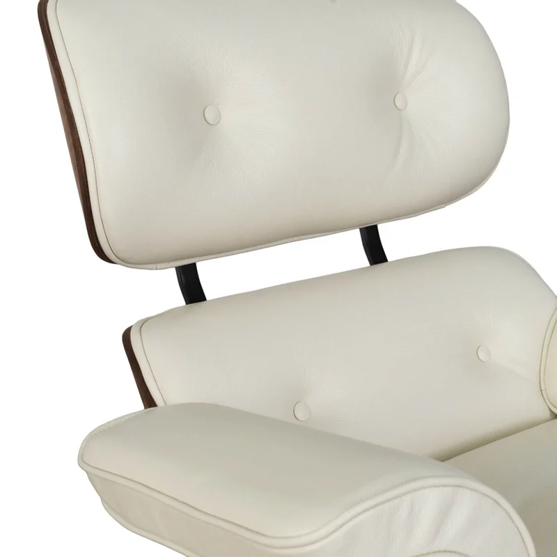 Butaca C/puff 1 Cuerpo Cuero-100-natural Blanco Eames en Blanco - Sillones y sofás, Uruguay | Divino, vista 6