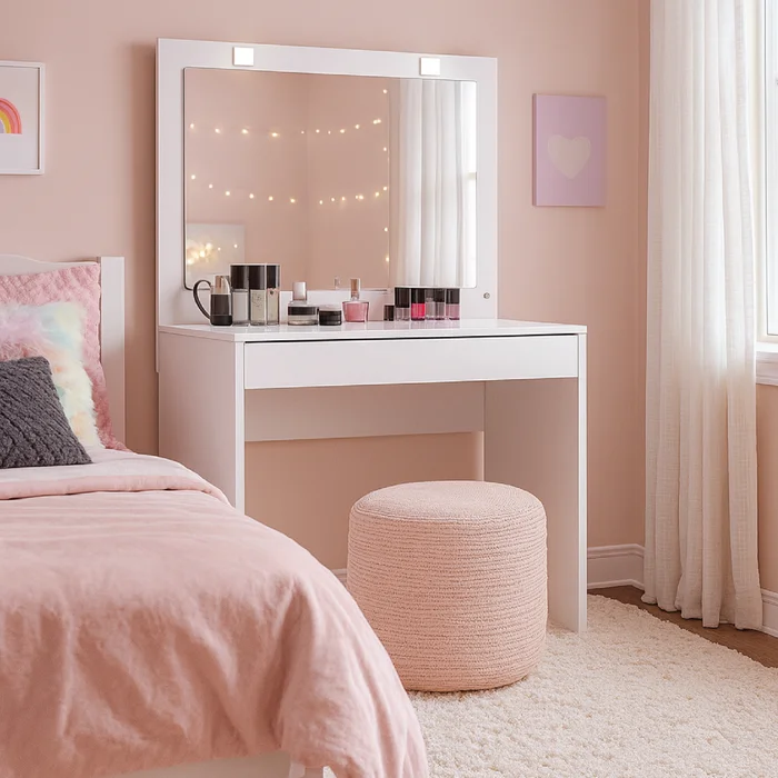 Tocador Con Espejo Luz Para Maquillaje Cajonera Atraente en Blanco - Cómodas, Uruguay | Soy Hogar, vista 2