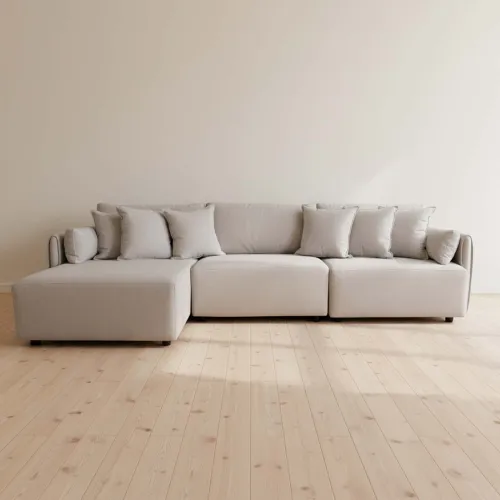 Sofá C/chaise Más De 4 Cuerpos Tela Natural-beige Amalfi Beige en Beige - Sillones y sofás, Uruguay | Divino