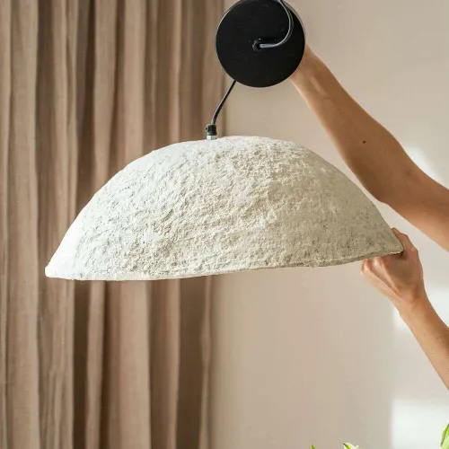 LAMPARA DE TECHO CUENCO - PAPEL MACHE en Blanco - Lámparas colgantes, Uruguay | La Iberica