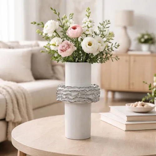FLORERO ONDAS II Blanco en Blanco - Decoración, Uruguay | Viasono