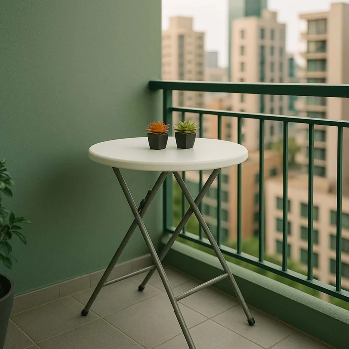 Mesa Plegable Polietileno-y-metal Blanco Hqy60 en Blanco - Muebles para el exterior, Uruguay | Divino