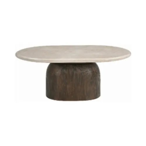 MESA LIVING VERONA OVAL MADERA Y MARMOL BOTTOCINO 90X60X40 - Mesas de living, Uruguay | Masinfinito Casa