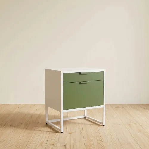 Cajonera Metal Blanco Armin en BCO/VERD - Bibliotecas, Uruguay | Divino