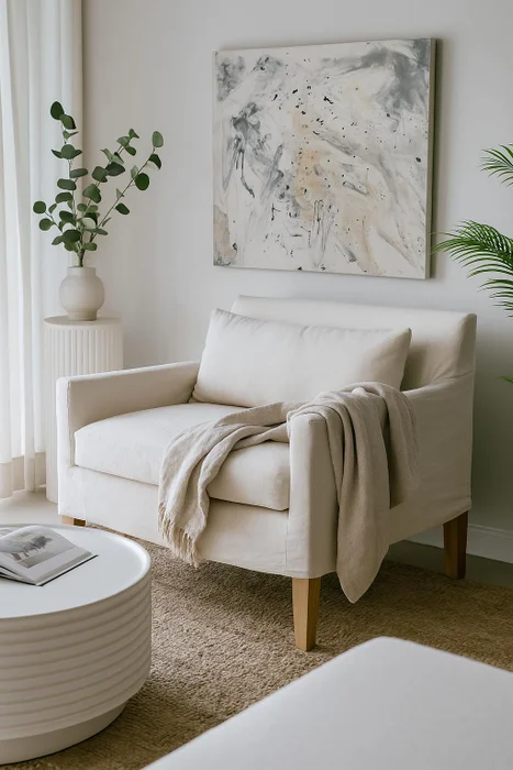 Butaca con zócalo con funda en Beige - Sillones y sofás, Uruguay | Pieza Clave