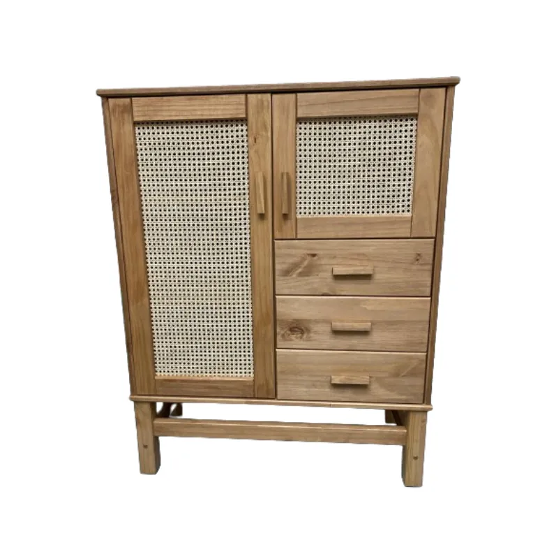 Armario Aparador Buffet Bargueño Madera de Pino Ratán Natural - Linea Yakarta en Madera natural - Aparadores y recibidores, Uruguay | Berna home