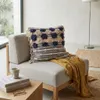 Funda Almohadón Rústico Natural con pompones azul en Azul - Textiles, Uruguay | Indrana, vista 1 de 3