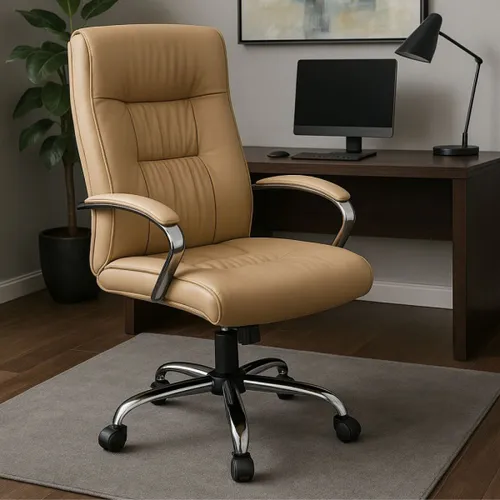 Silla De Oficina ErgoFlow Fusion - Beige en Beige - Sillas de escritorio, Uruguay | La Cueva Muebles